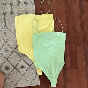 TWO Forever 21 thong back bodysuits